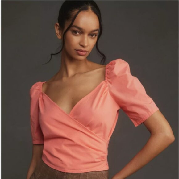 Brand New By Anthropologie Puff-Sleeve Wrap Top - Picture 1 of 7